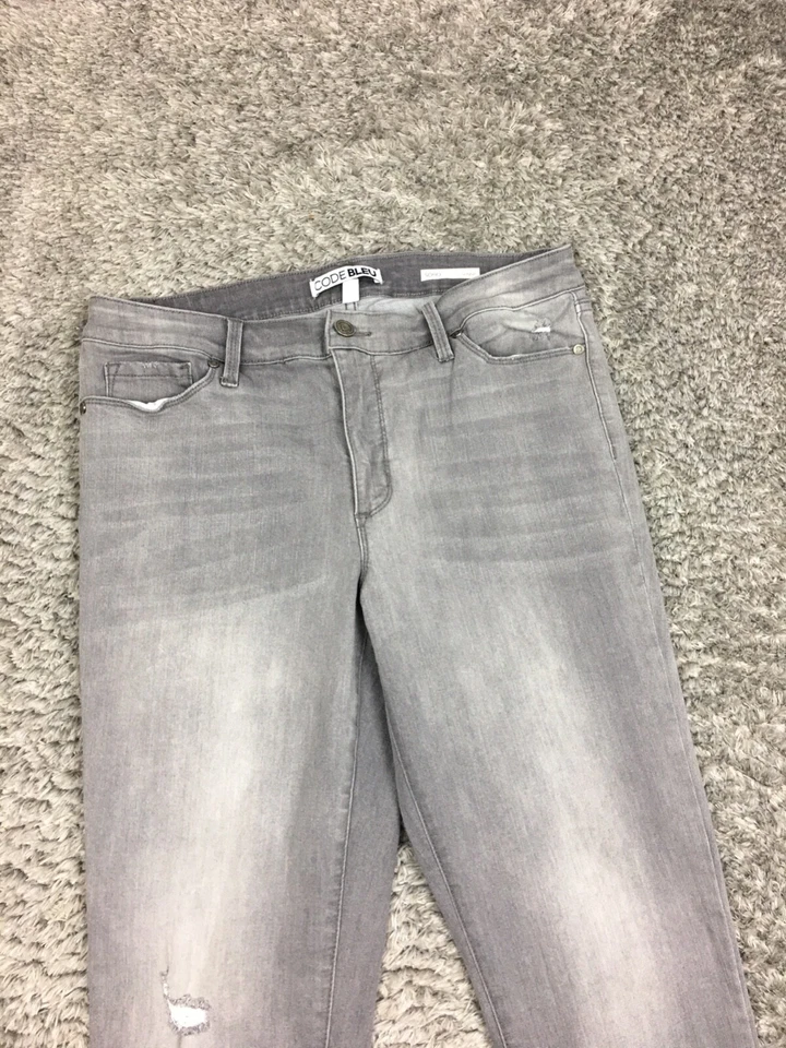 Code Bleu SOHO Skinny Jeans Womens Size 12 Gray Denim Raw Hem Cropped - Image 2 of 4