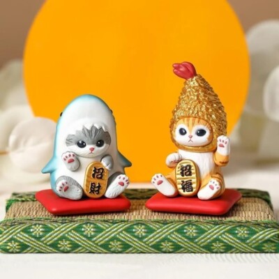 mofusand 招福キャラクター フィギュアセット Mofusand Figure Taiwan Limited Set Shark Cat Shrimp Cat Maneki