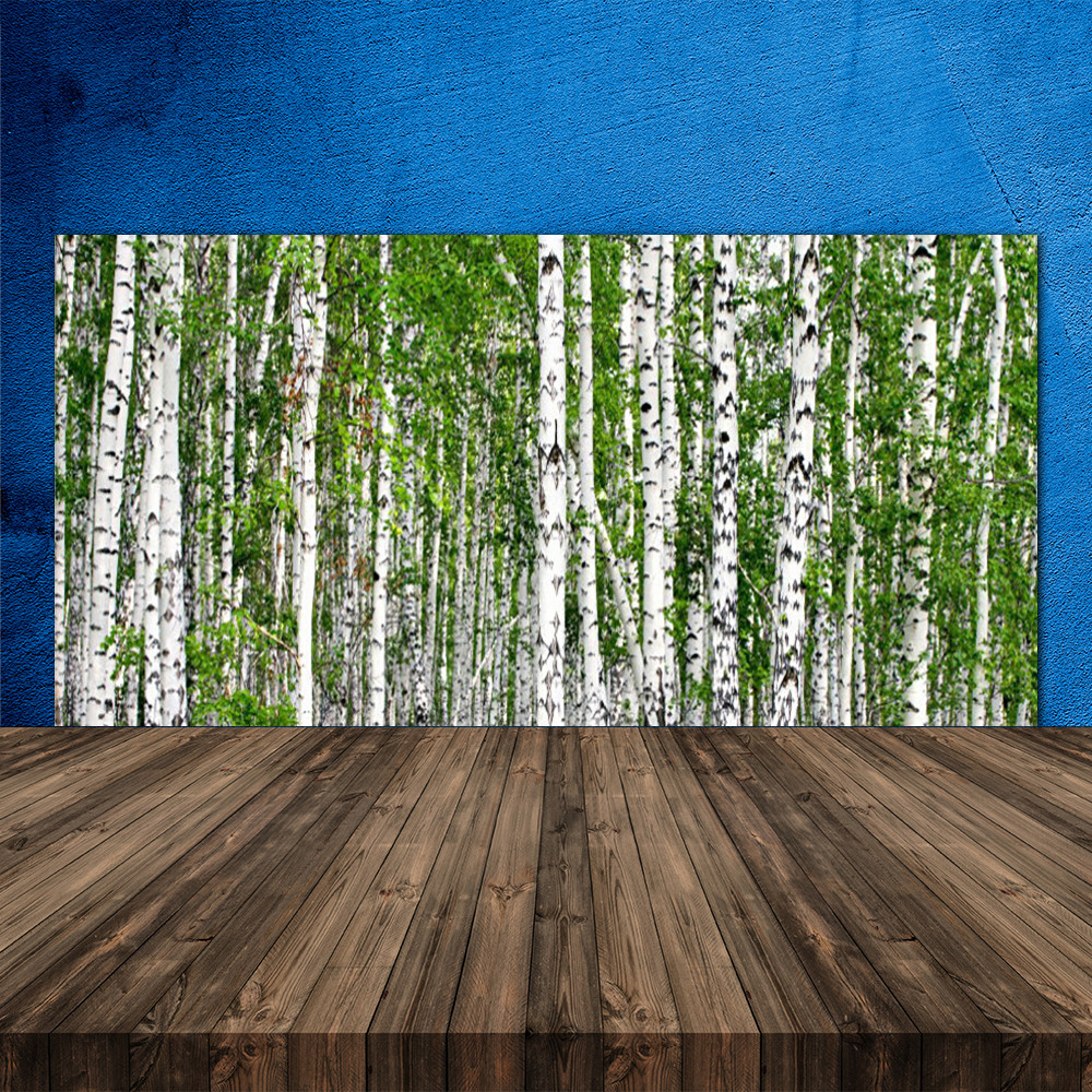 Crédence de cuisine en verre 120x60 cm motif forêt de bouleaux par Nature Déco