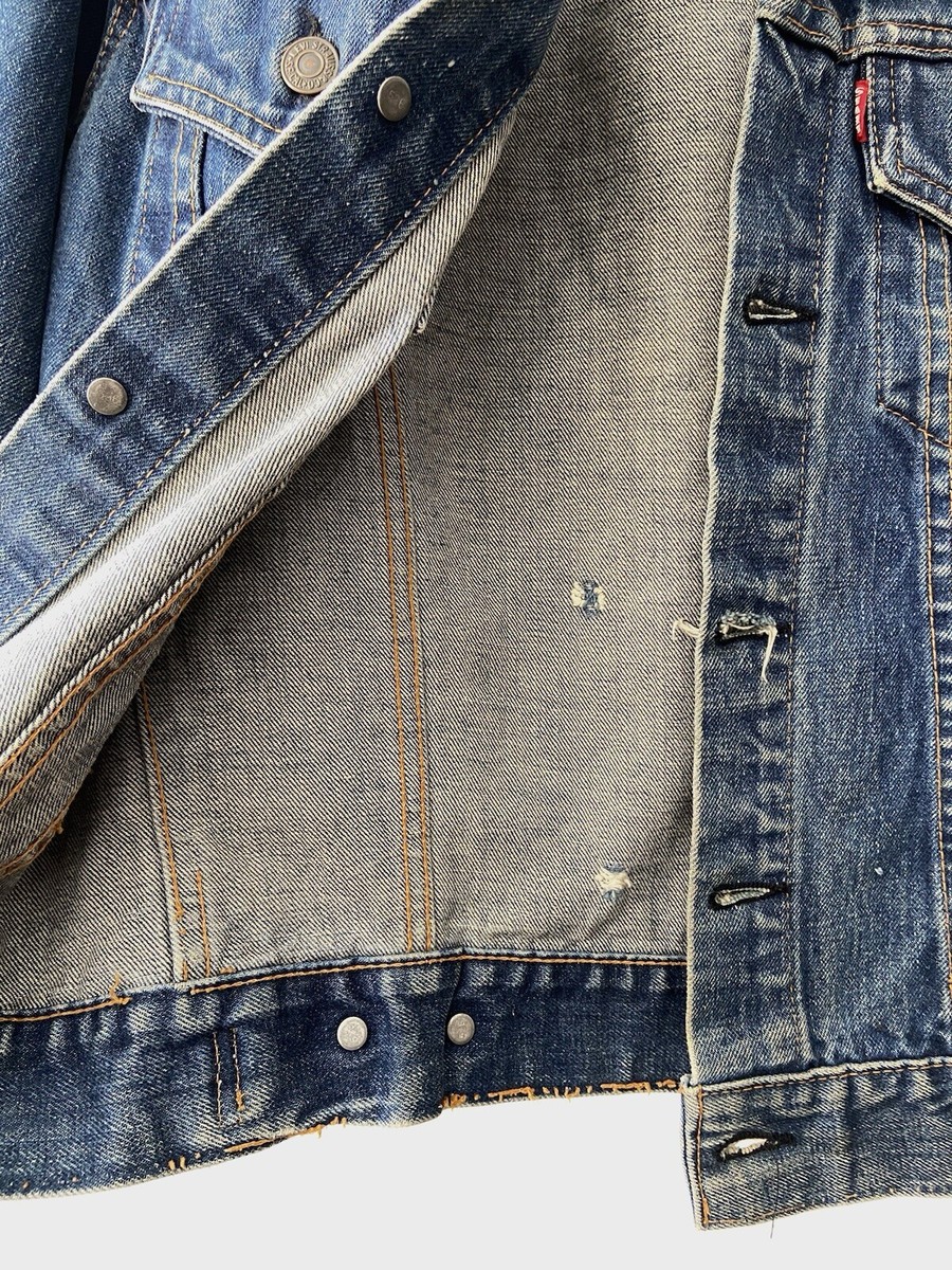 VTG Levi's Big E 60s Type III Denim Jacket Size 18 / 34 Distressed