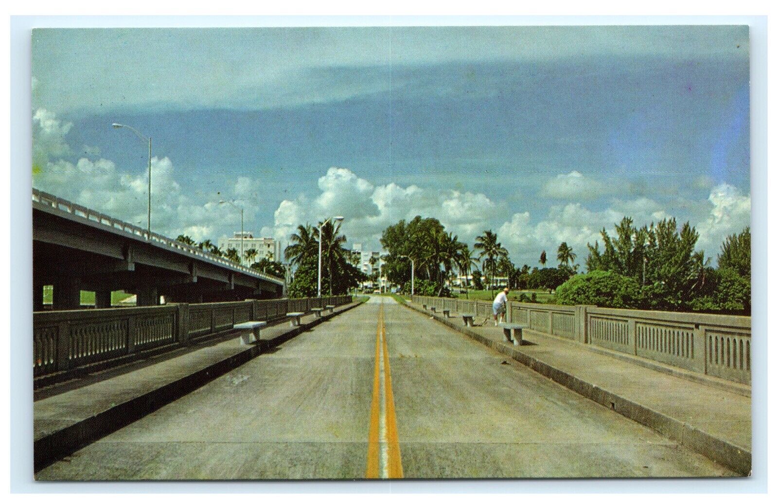 Bridge Fishing Lake Worth Florida FL Postcard E4