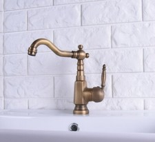Antique Brass Single Handle Swivel Spout Kitchen Sink Basin Faucet Mixer Tap