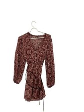 Zara Womens Mini Dress S Multicolor Floral Puff Sleeve Belted Boho 2337/622 NWT