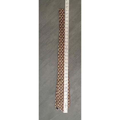 Ferucci All Silk Hand Made Formal Classic Necktie Neck Tie Tan Geometric Pattern - Picture 3 of 6