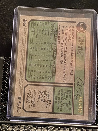 Cole Ragans (RC) 2023 Topps Heritage cromo - # 555/999 - #652 Royals - Imagen 2 de 2