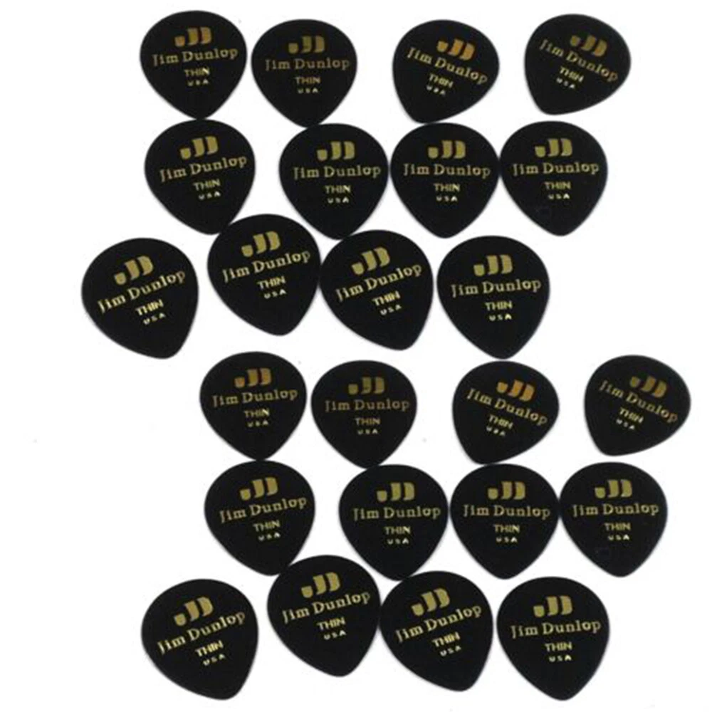 Dunlop Guitar Picks Teardrop Classic Celluloid Thin Black 24 Pack