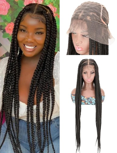 Full Lace Cornrow Braided Wigs with Baby Hair Thick Braids Knotless Box Braided - Picture 2 of 31