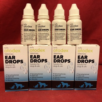 4 x Veterinary Otodex Ear Drops Dog Kills Mites Soothes Irritation