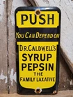 VINTAGE DR CALDWELLS PORCELAIN SIGN SYRUP PEPSIN REMEDY PHARMACYDOCTOR MEDICINE