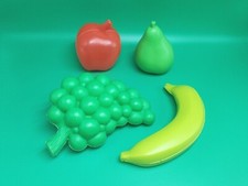 Vintage Banana Grapes Apple  Pear Fruit Pretend Play Plastic Food Prop Toy Lot