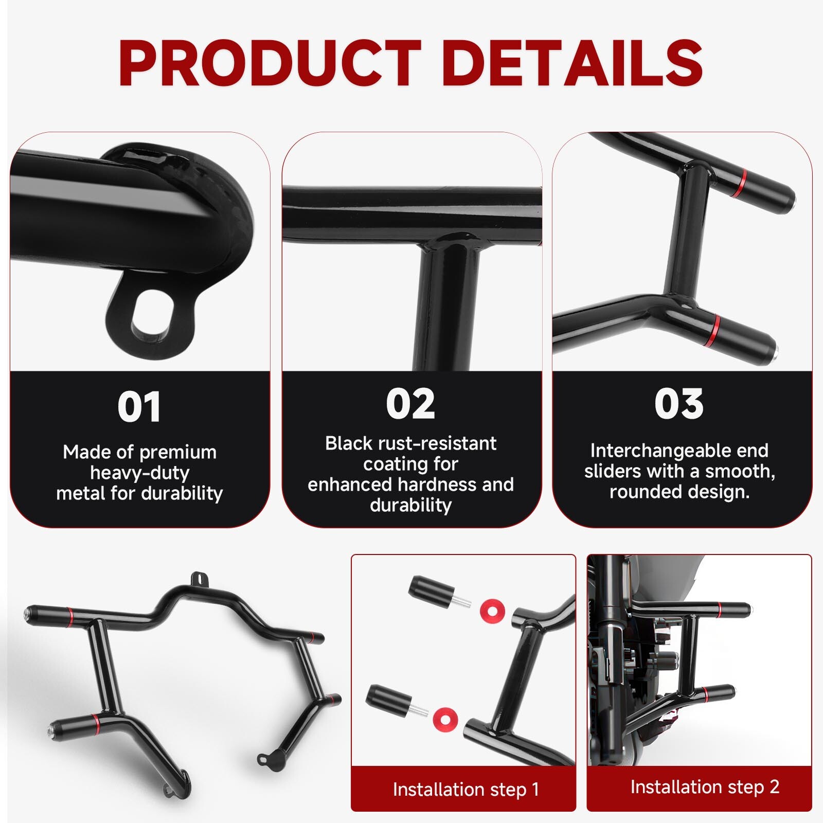 Front Engine Guard Crash Bar & Rear Saddlebag Crash Bar For Harley Touring 09-UP