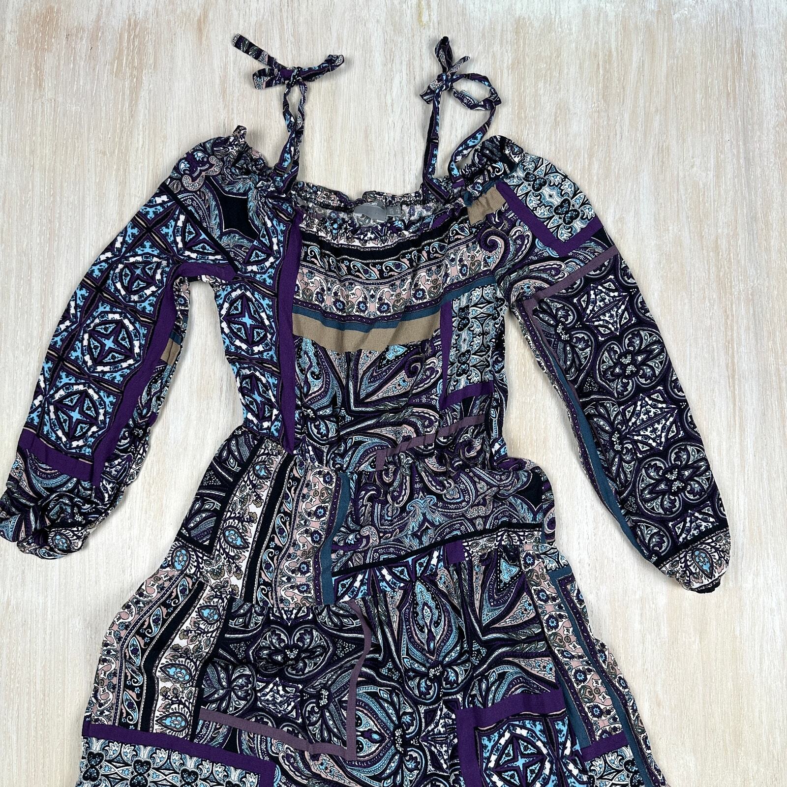 ASOS Patchwork Boho Romantic Cold Shoulder Cottag… - image 2