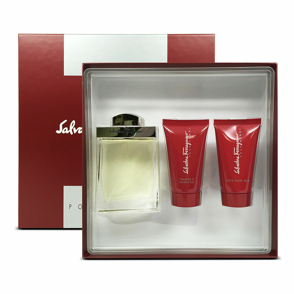Salvatore ferragamo set 3.4 oz pour homme eau de toilette shampoo