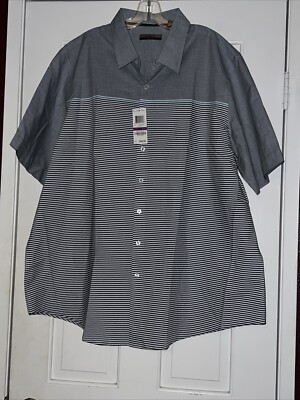 NEW MENS ALFANI BIG TALL LUCKY BLUE STRIPE COTTON BUTTON FRONT SHIRT 2XB