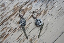 Steampunk Gear and Arrow Leaver back Homemade One of A Kind Earrings