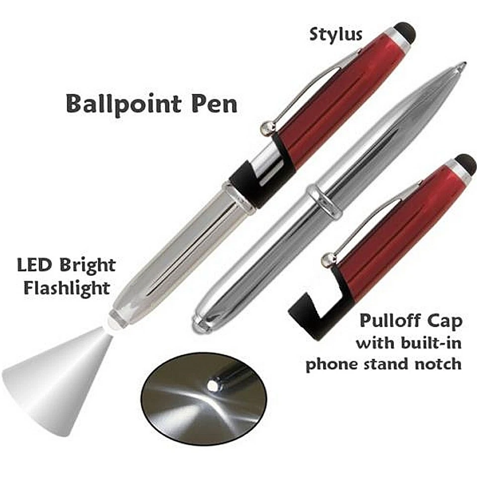 Bolígrafo de regalo de lujo 4 en 1 + linterna LED + lápiz óptico + soporte para tableta celular Foto 2 de 4