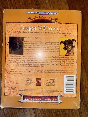 Dark Sun: Dragon's Crown AD&D 2nd Ed. Fantasy Roleplaying, Dark