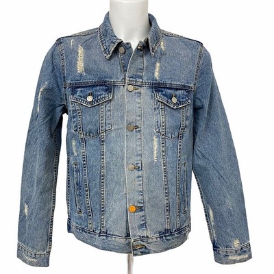 WARREN WEBBER GIUBBINO DI JEANS BLU GIACCA CON BOTTONI E STRAPPI | eBay
