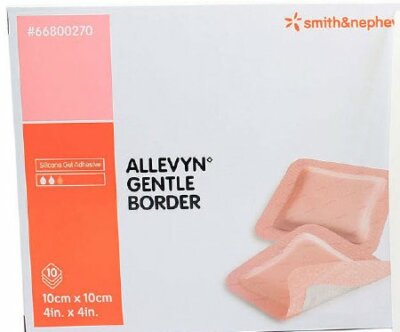 Smith & Nephew 66800270 Allevyn Gentle Border Foam Dressing 4''x4''-10/Box