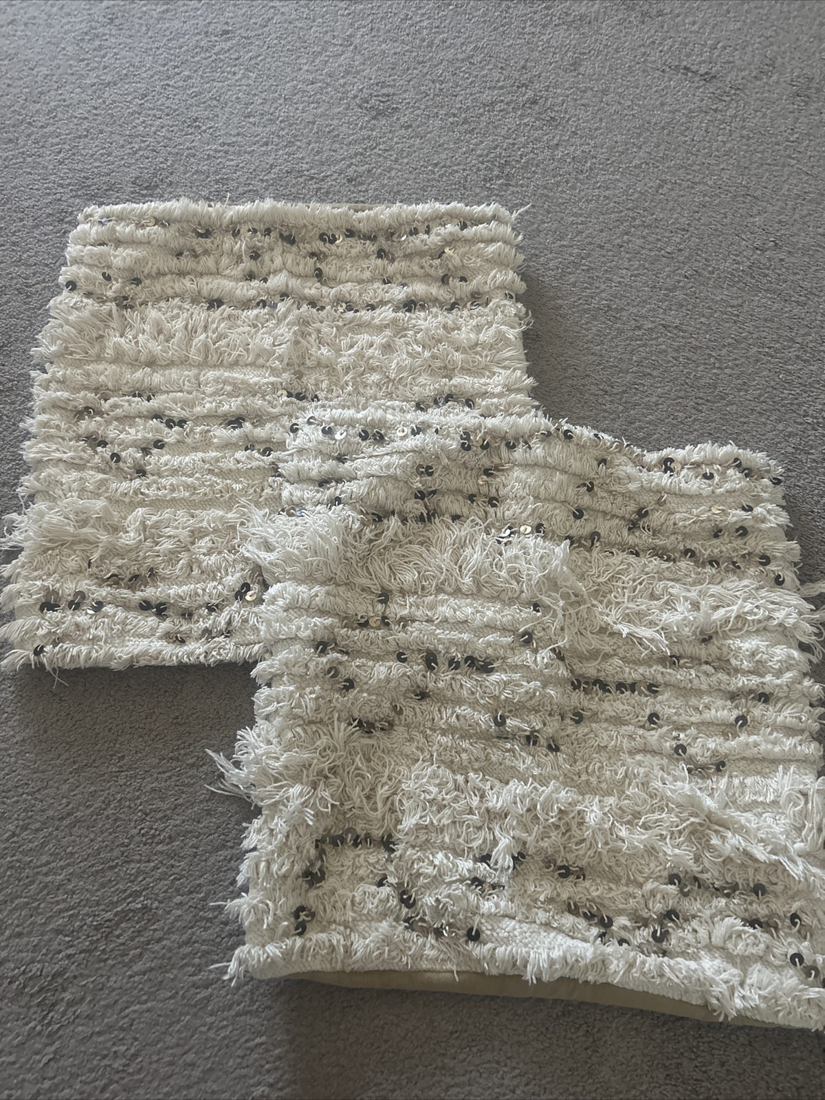 Pottery Barn Moroccan Pillow Covers 24x24 in Fringe Boho Large Ivory