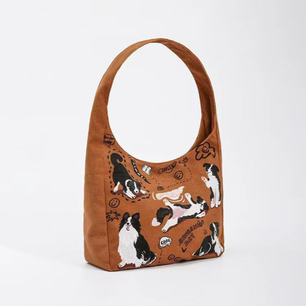 Printing Cute Little Dog Print Bag Canvas Student Bags Fashion Shopping