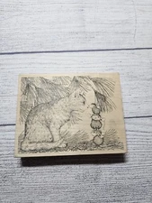 Vtg House Mouse BEST FRIENDS Wood Rubber Stamp #241 - Stampa Rosa 1998