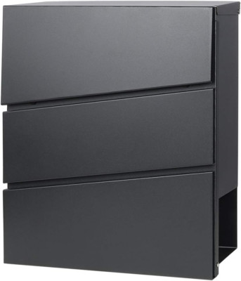 Secure Lockable Wall-Mounted Mailbox with Keys - Large Capacity Black Design