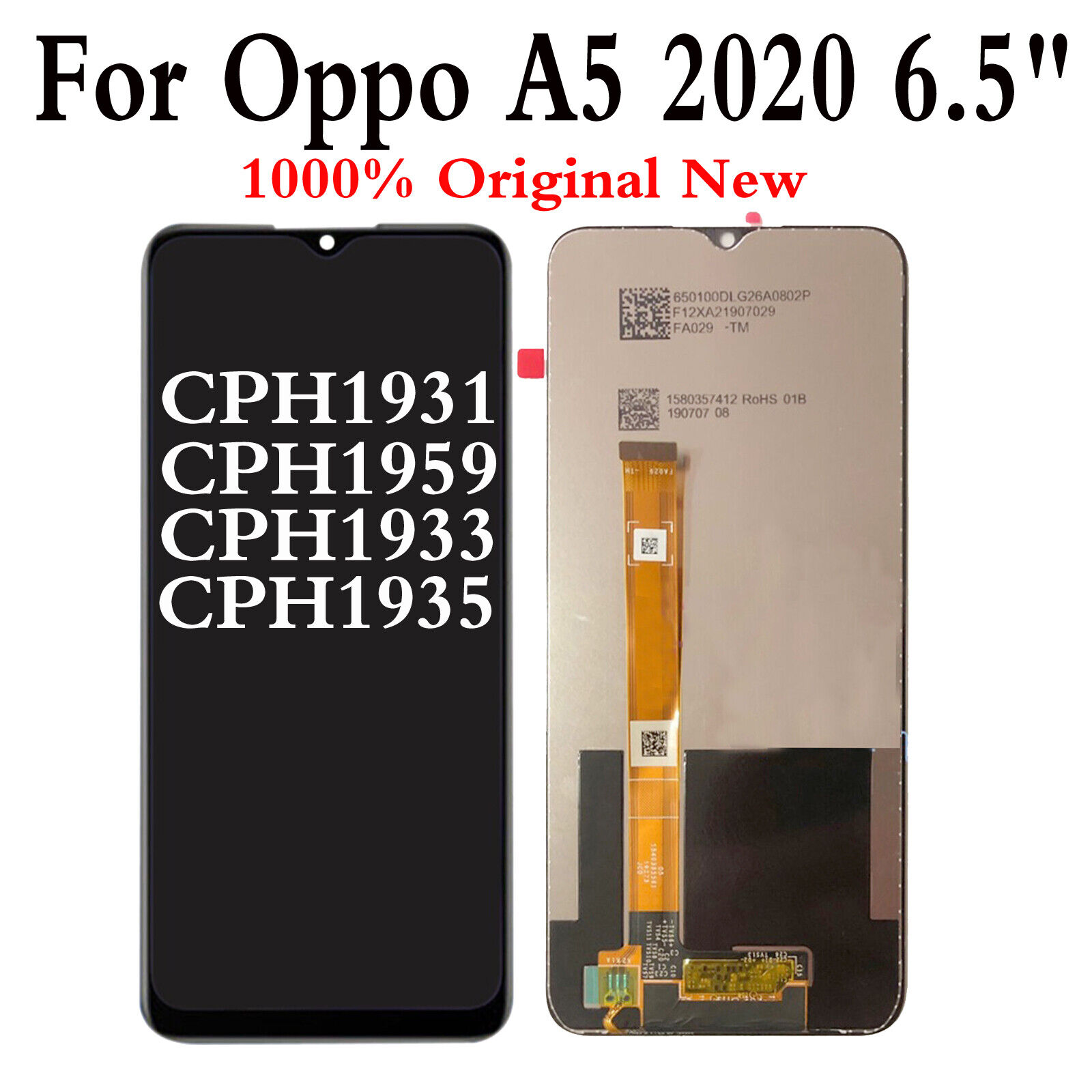 For Oppo A5 2020 6.5" CPH1931 CPH1959 CPH1933 CPH1935 LCD Display Touch Screen