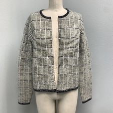 Elle Boucle Knit Open Jacket Women's Medium Light Butter Yellow Multi