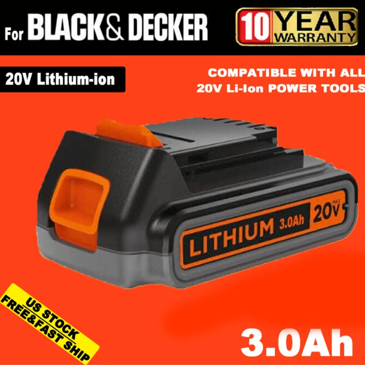 2.0Ah LBXR20 Replacement Battery for Black and Decker 20V Lithium Battery  Max Compatible with LB20 LBX20 LST220 LBXR20B-2 LB2X4020 Cordless Tool  Battery 