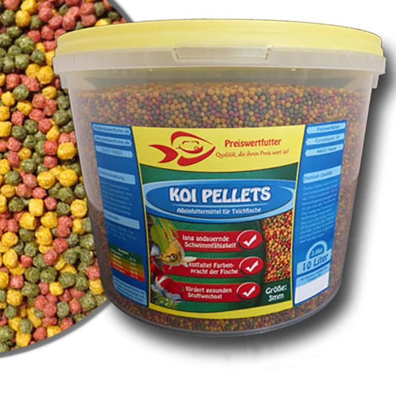 Teich Granulate 3mm 10 L Eimer 3,6 kg Futter Koi Pellets Koifutter Teichfutter