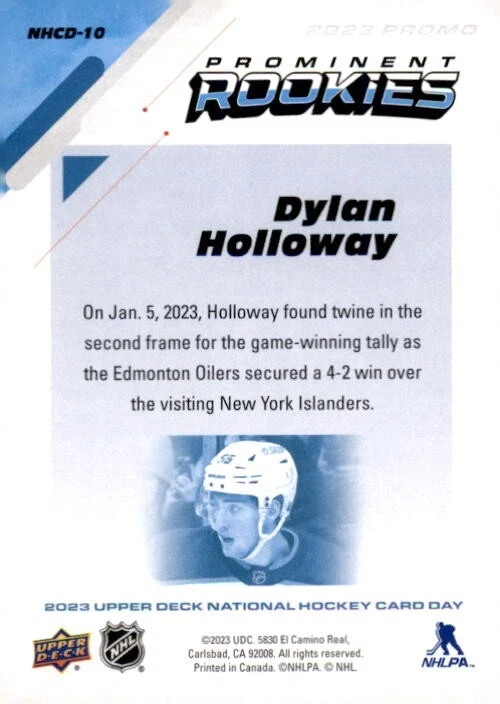 2023 Upper Deck National Hockey Card Day #NHCD-10 Dylan Holloway Edmonton RC - Image 2 of 2