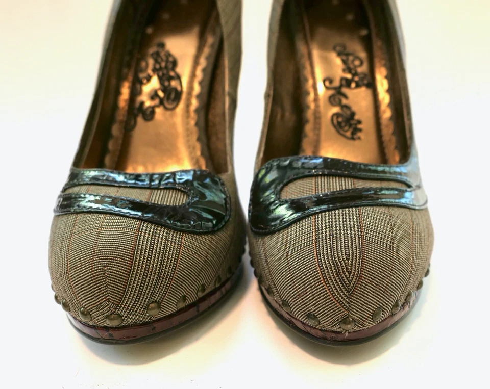 Tacones de aguja con tachuelas de cuero a cuadros Naughty Monkey talla 10 Foto 4 de 4