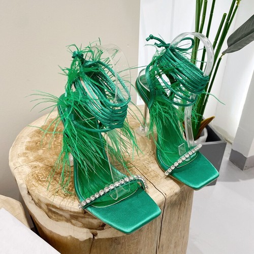 Tassels Feather Decor Women Crystal High Heels Summer Sandals Sexy Lace Up Shoes - Bild 7 von 29
