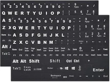 "2PCS English Keyboard Stickers Replacement Letters, Full Size Big Letter QWERTY