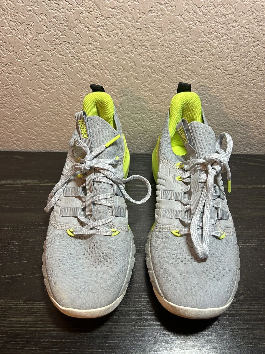 Under Armour Project Rock 3 Women 9.5 Training Shoes Gray Yellow Athletic  Shoes