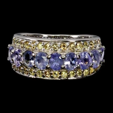 925 Sterling Silver Ring Oval Tanzanite Sapphire Gemstone Jewelry Size