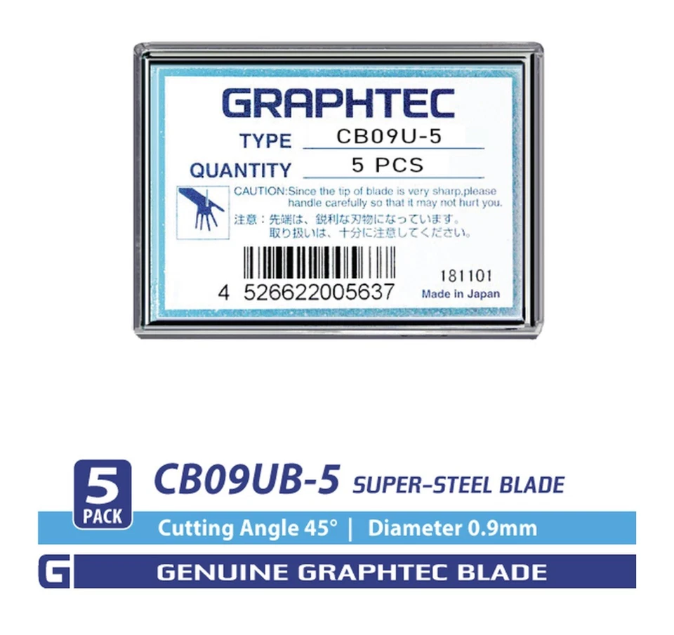 Authentic Graphtec Blades CB09UB  .9mm Supersteel 45° Genuine Real Blade 5 Pack - Image 2 of 3