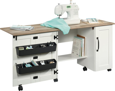Miscellaneous Storage Sewing/Craft Cart/ Pantry Cabinets, Soft White Finish