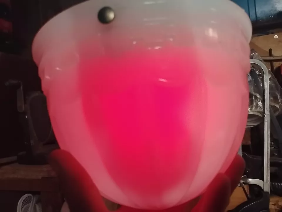 1913 Brascolite Milk Glass Pendant Greek Keys Light Shade Fixture 9" x 6" Opal - Image 3 of 4