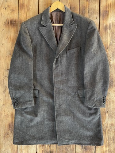 Hackett, Hackett London Vintage Herringbone Wool Overcoat Size UK 44R