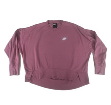 Nike Sweatshirt Womens Large Pink Crewneck Cropped Oversized Swoosh Pullover