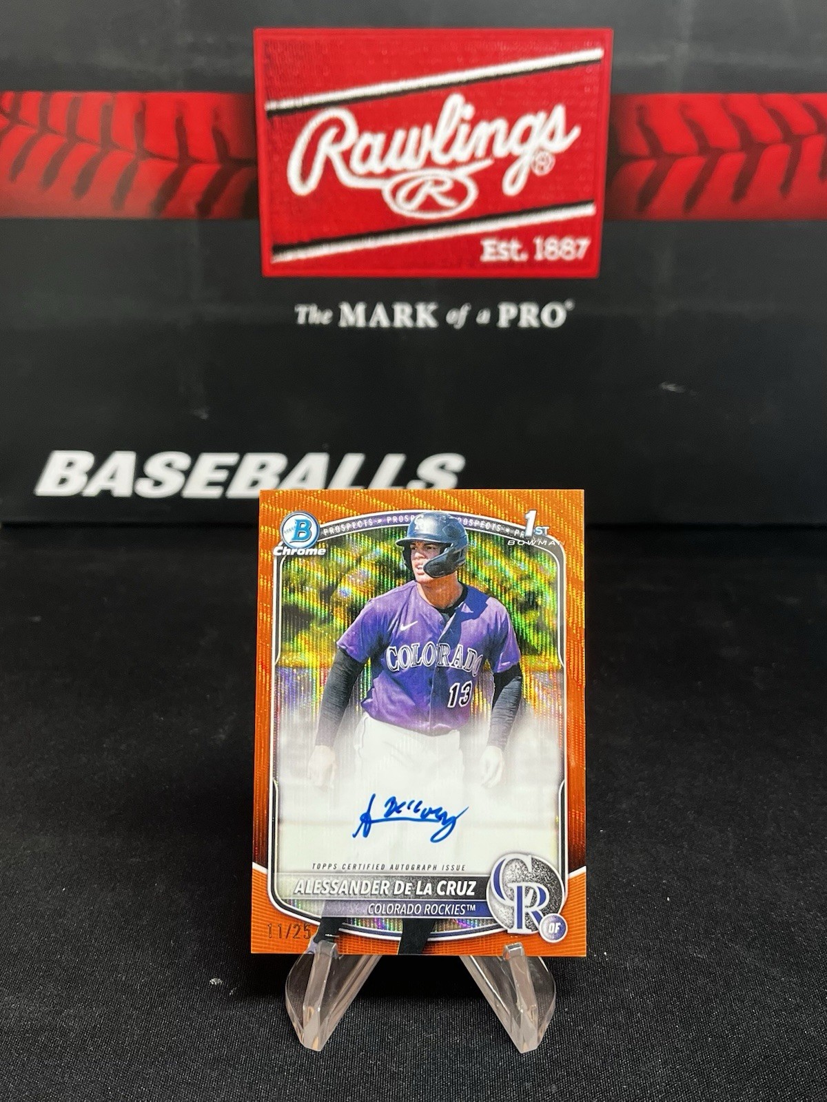 2025 Bowman Chrome Alessander De La Cruz Orange Wave Refractor Auto /25 #CPA-AD