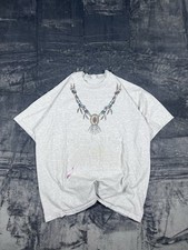Vintage 90s Made In USA Aztec Native Western Style Front Neck Graphic T Shirt