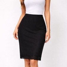 Express black pencil skirt with lace hem Medium office wear romantic party