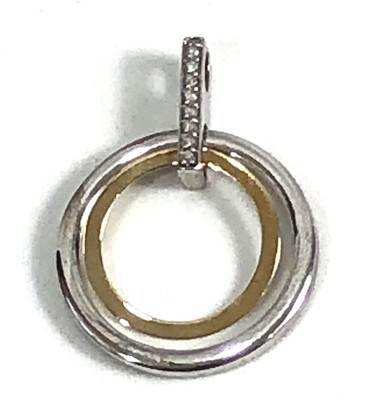 Alwand Vahan Pendant 14k Gold 925 Sterling Silver Diamond Double Circle - 1.5 in