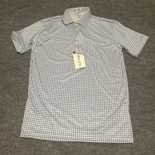 Collars  Co Men  s M Blue White Micro Graph Plaid Dress Collar Polo Shirt NWT