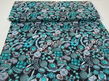 Michael Miller quilt-craft fabric TURQUOISE JEWELRY blk 2 yds (dcx-11044) SoWest