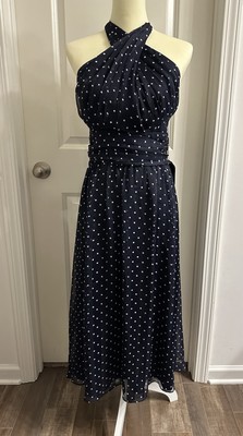 White House Black Market Criss Cross Halter Fit & Flare Midi Dress SZ 4 Navy | eBay White House Black Market Criss Cross Halter Fit & Flare Midi Dress SZ 4 Navy | eBay