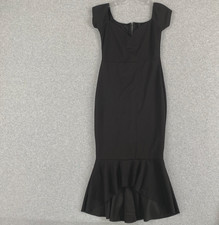 Identity Mermaid Dress Womens Medium Black Hi Lo Ruffle Sweetheart Neck Glam